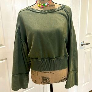 Free People FP Movement Acadia Solid Sweat Top, Green, SMALL